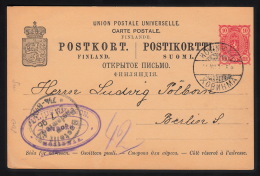 HOVINMAA 20. VII 1896. On 10 PEN POSTKORT To Berlin.  (Michel: ) - JF104686 - Entiers Postaux