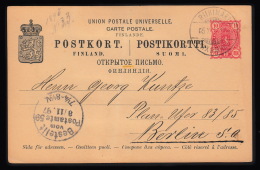 RIHIMÄKI 5. X. 1897. On 10 PEN POSTKORT To Berlin.  (Michel: ) - JF104688 - Entiers Postaux