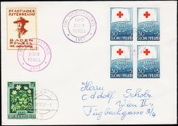 1957. 4X 30+3 M RED CROSS. PFADFINDER ÖSTERREICHS BADEN POWELL 100. GEBURTSTAG. WIEN 18... (Michel: 484) - JF125272 - Lettres & Documents