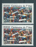 [03] Variété : N° 2644 Centenaire Du 1er Mai Fond Gris-vert Au Lieu De Gris-rose + Normal  ** - Unused Stamps