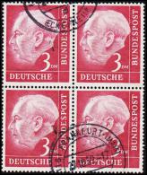 1959. HEUSS. 3 DM 4-BLOCK. FRANKFURT 27.10.59.  (Michel: 196) - JF125925 - Other & Unclassified