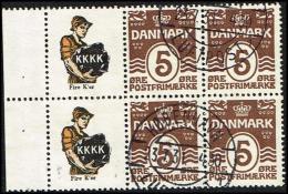 1927-1930. Wavy-line. Complete Bookletpane With 6-block With KKKK + 5 øre Brown. KØBENH... (Michel: R 33) - JF171060 - Abarten Und Kuriositäten