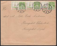 1931-1933. Wavy-line. GALLE & JESSEN + 3x5 øre Yellowgreen On Cover From SKIVE 29.4.32. (Michel: R 43) - JF171248 - Abarten Und Kuriositäten