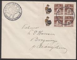 1927-1930. Wavy-line. KKKK + 5 øre Brown On Cover SKANDERBORG LANDSUDSTILLING 3-6-1937. (Michel: R 33) - JF171178 - Plaatfouten En Curiosa