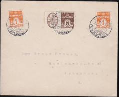 1927-1930. Wavy-line. HAFNIA + 5 øre Brown And 2 Ex 1 øre On Cover To København With Tr... (Michel: R 1) - JF171130 - Abarten Und Kuriositäten