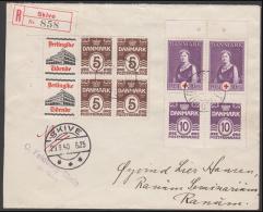 1927-1930. Wavy-line. Complete Bookletpane With 6-block BERLINGSKE TIDENDE + 5 øre Brow... (Michel: R 30) - JF171153 - Plaatfouten En Curiosa