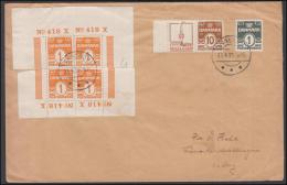 1931-1933. Wavy-line. GALLE & JESSEN + 10 øre Yellowbrown + 4X1 øre Margin No 418 X On ... (Michel: R 44) - JF171213 - Variétés Et Curiosités