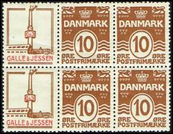 1931-1933. Wavy-line. Complete Bookletpane With 6-block GALLE & JESSEN + 10 øre Yellowb... (Michel: R 44) - JF171125 - Abarten Und Kuriositäten