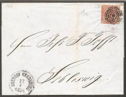 1854. Dotted Spandrels. 4 Skilling Brown. Variety 3. Tr. Pl. 1 Nr. 1. Mute Cancel. BAHN... (Michel: 4) - JF120182 - Brieven En Documenten