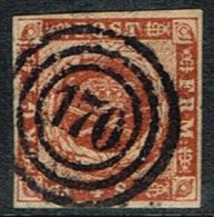 170 Holst. Eisenbahn. On 1854. Dotted Spandrels. 4 Skilling Brown. (Michel: 4) - JF156082 - Unused Stamps