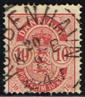 1885. Coat-of Arms. Large Corner Figures. 10 Øre Carmine. Perf. 14x13½. Variety: 0 Open... (Michel: 35YAa) - JF158470 - Nuovi