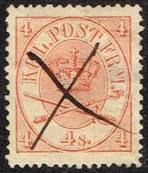 1865. Large Oval Type. 4 Skilling Bright Red. Perf. 13x12½ X (Michel: 13Aa) - JF164096 - Unused Stamps