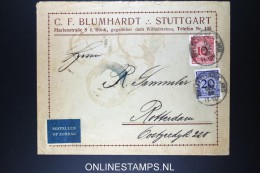 Netherlands 1923 Stuttgart - Rotterdam, In Duitsland Voorzien Van Vignet Bestellen Op Zondag - Brieven En Documenten