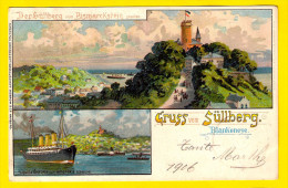 Gelaufen 1906 GRUSS Vom SULLBERG HAMBURG BLANKENESE * BISMARCKSTEIN * SCHIFF Augusta VICTORIA Litho Lithographie 3292 - Blankenese