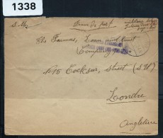 BELGIQUE - LETTRE D UN MILITAIRE INTERNE AU PAYS BAS POUR LONDRES  1915    A VOIR - Cartas & Documentos