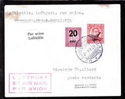 1929. Air Mail. King Christian IX. 20 Aur On 40 Aur Lilac And Air Mail. Overprint. Aero... (Michel: 107, 122) - JF103784 - Airmail