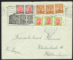 1920. King Christian X. Thin, Broken Lines In Ovl Frame. 3 Aur Yellow Brown  X3, Pair 4... (Michel: 84) - JF104253 - Lettres & Documents