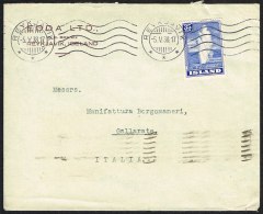 1938. Geysir. 35 Aur Ultramarine On Cover To Gallarate, Italia. REYKJAVIK -5.V.38.  Unu... (Michel: 195) - JF104550 - Storia Postale