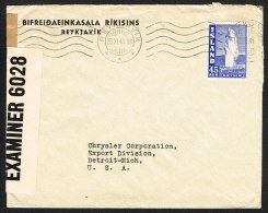 1940. Geysir. 45 Aur Blue On Censored Cover From REYKJAVIK 25. XI. 41 To USA.  (Michel: 217A) - JF104139 - Covers & Documents