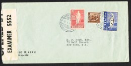 1940. Geysir. 45 Aur Blue  + 20 Aur + 5 Aur On Censored Cover From REYKJAVIK 16. I. 41 ... (Michel: 217A) - JF104162 - Cartas & Documentos