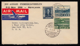1952. Air Mail. 1,80 Kr. And 25 Aur Hekla + 1,25 Kr. Björnsson On Air Mail Cover From R... (Michel: 278) - JF104665 - Neufs