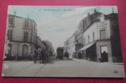 Cp  Romainville Rue Bagnolet Tram + Caleche Couleur - Romainville