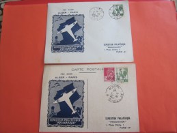 1946 Expo Philatélique Prisonnier >avion Alger Paris Carte Postale+Lettre+flamme Alger Adhérez Association Pr Indochi - Covers & Documents