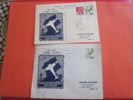 1946 Expo Philatélique Prisonnier >avion Alger Paris Carte Postale+Lettre+flamme Alger Adhérez Association Pr Indochi - Covers & Documents