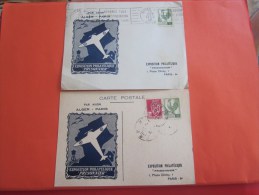 1946 Expo Philatélique Prisonnier >avion Alger Paris Carte Postale+Lettre+flamme Alger Adhérez Association Pr Indochi - Covers & Documents