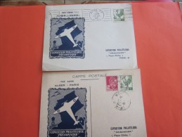 1946 Expo Philatélique Prisonnier >avion Alger Paris Carte Postale+Lettre+flamme Alger Adhérez Association Pr Indochi - Covers & Documents