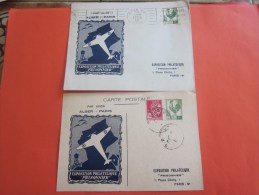 1946 Expo Philatélique Prisonnier >avion Alger Paris Carte Postale+Lettre+flamme Alger Adhérez Association Pr Indochi - Covers & Documents