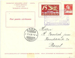 Luftpost GS  "NHORA La Chaux-de-Fonds - Bâle"          1926 - Premiers Vols