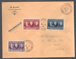 MONACO 1928  N° 114 à 116  Obl. S/Lettre Entiére Recommandée FDC - Briefe U. Dokumente