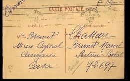 CPA  MARCOPHILIE CHASEUR BRUNET MARCEL  . S.P.72.697 ,F.M .Tampons. SARLANCA ? 1945 PAR AVION - Entry Postmarks