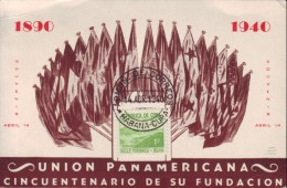 1940-H-41 CUBA. 1937. TARJETA ESPECIAL DE UNION PANAMERICANA CON UN SELLO DE LA SERIE ESCRITORES Y ARTISTAS. - Briefe U. Dokumente