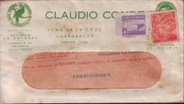 1948-H-22 CUBA. REPUBLICA. 1948. PROPAGANDA DEL TABACO. TOBACCO. SOBRE AGUA MINERAL LA COTORRA CON FACTURA. - Lettres & Documents