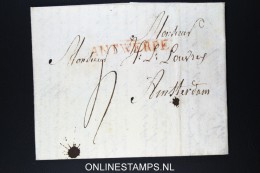 Belgium: Complete Letter From Antwerpen To Amsterdam 1817 Wax Sealed - 1815-1830 (Periodo Olandese)