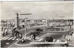 Rhyl UK, Clock Tower Central Promenade, Auto, C1950s/60s Vintage Postcard - Denbighshire