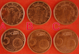 * THREE VARIETIES FINLAND★ CYPRUS 5 CENT 2008 DIES A, B And C! UNCOMMON LOW START ★ NO RESERVE! - Zypern