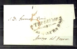 1842 CARTA PREFILATÉLICA, CIRCULADA HACIA ARROYO DEL PUERCO, MARCA " TRUGILLO - ESTREMADURA BAJA" - ...-1850 Préphilatélie