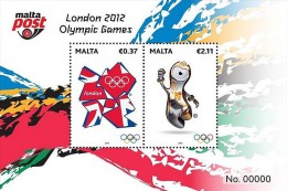 018 - Timbre Malte - Jeux Olympiques Londres 2012 (Mascotte & Logo) - Estate 2012: London