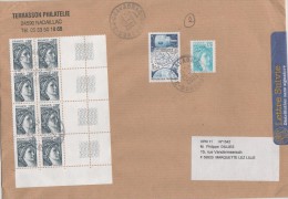 CACHET MANUEL  CHAVAGNAC DORDOGNE SUR LETTRE SUIVIE  ENTIERE ( BLOC DE 8 SABINES BORD DE FEUILLE ) VOIR LE SCANNER - 1982-1990 Liberté De Gandon