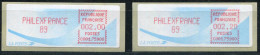 TIMBRES DE DISTRIBUTEURS - 2 VIGNETTES PHILEXFRANCE 89 A 2F & 2,2F , N° 133 & 134 - SUP - 1988 « Comète »