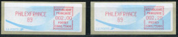 TIMBRES DE DISTRIBUTEURS - 2 VIGNETTES PHILEXFRANCE 89 A 2F & 2,2F , N° 133 & 134 - SUP - 1988 Type « Comète »