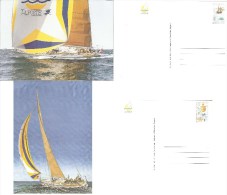 2 ENTIER POSTAL 1992 MAXI YACH AVEC REPIQUAGE TIMBRES AMERICA  2.50 & 3.4 - Lots Et Collections : Entiers Et PAP