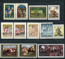 (cl 20 - P38) (lot 4)  Hongrie **,, Ob. -(ref. Michel) Lot De 12 Tbres - Tableaux, Vitraux (cavaliers, Chevaux, Boeufs) - Unused Stamps