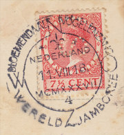 Netherlands PPC Scheveningen Boulevard En Kurhaus BLOEMENDAAL WERELD JAMBOREE 1937 Card Perfin Perforé "S" Stamp 3 Scans - Lettres & Documents