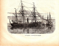 1884 - Gravure Sur Bois - La Dragonne - Corvette Aviso Française - FRANCO DE PORT - Schiffe