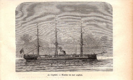 1884 - Gravure Sur Bois - Le Captain - Monitor De Mer Anglais - FRANCO DE PORT - Barcos