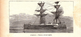 1884 - Gravure Sur Bois - L'Inflexible - Vaisseau Cuirassé Anglais - FRANCO DE PORT - Boten